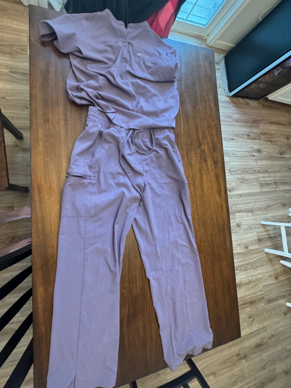 Easy Stretch Women’s wide leg scrub set size L light purple
